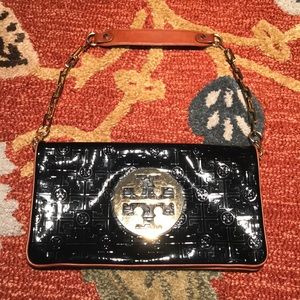 Tory Burch Double Zipper Patent Bag w/ Chain Strap